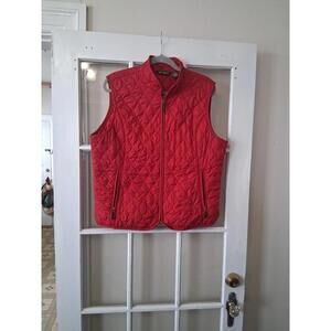 Eddie Bauer Womens Vest Sz XL Red Diamond Quilted Full Zip Y2K G1